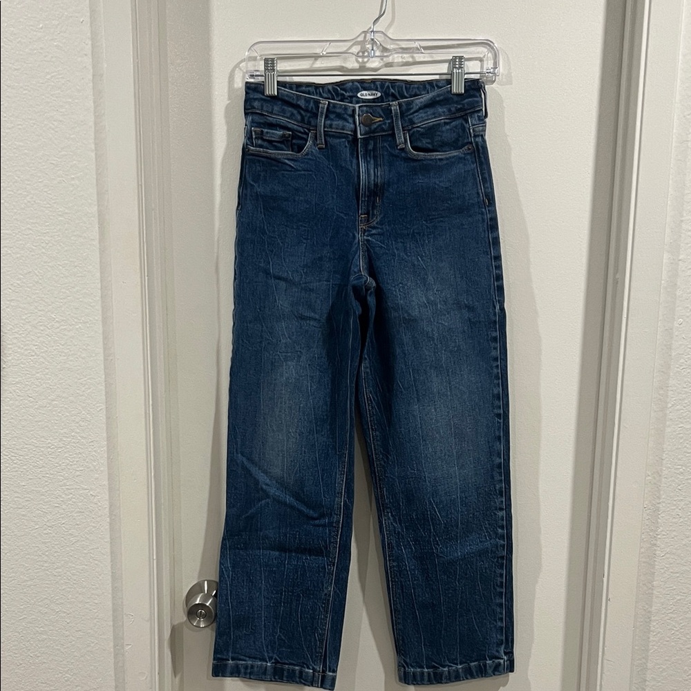 Old Navy Women's High Rise Wide Leg Jeans - Dark Blue